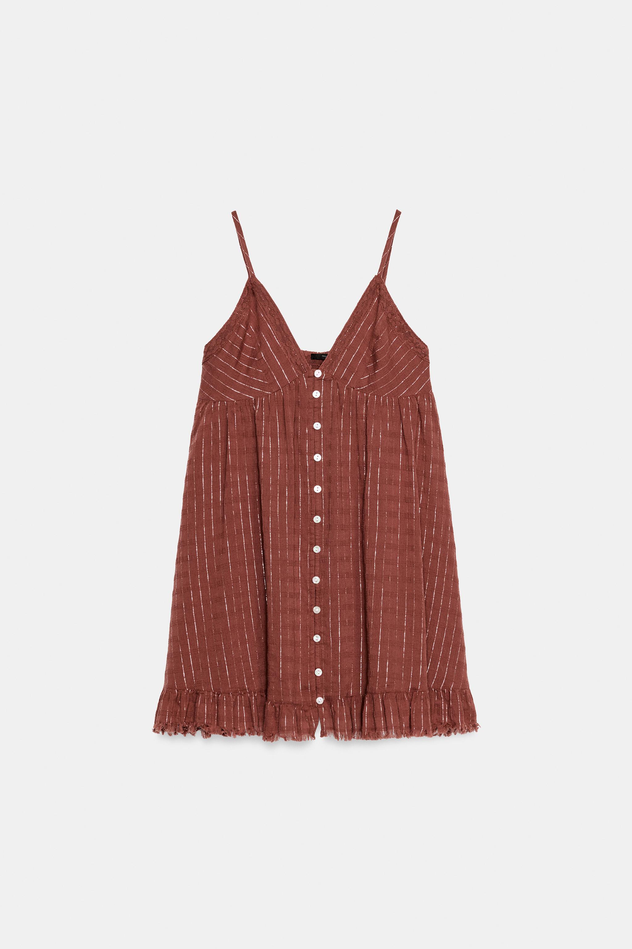 ROBE COURTE RAYÉE À FIL MÉTALLISÉ